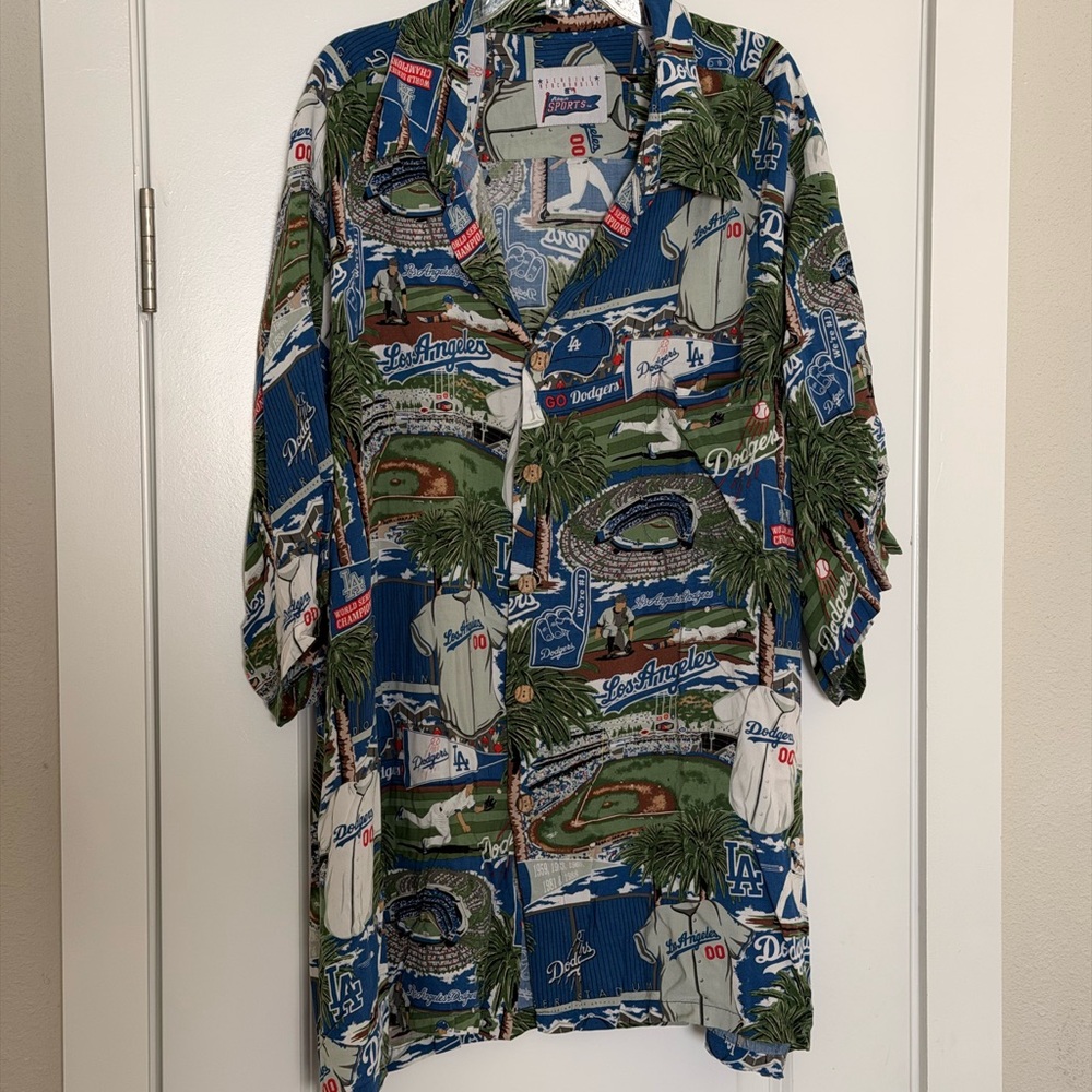 Reyn Sports Blue and Green Dodgers Button Down Shirt
